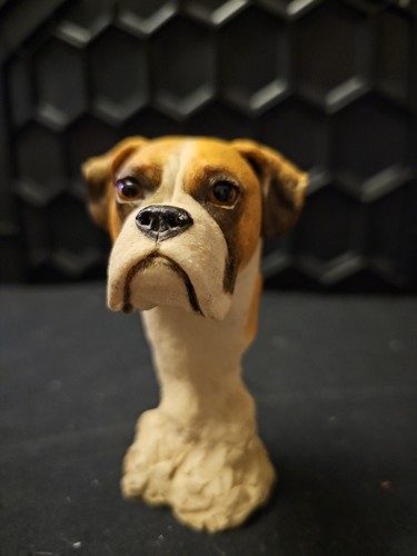 Boxer dog head figurine - dog,