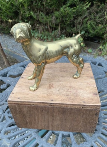 Large vintage brass boxer dog - boxer,