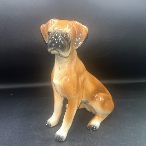 Vtg ceramic boxer dog - dog, figure