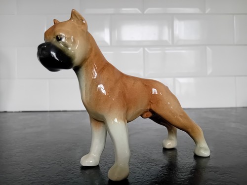 Vintage glazed porcelain boxer - porcelain,