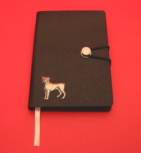 Boxer dog black notebook - dog, a6