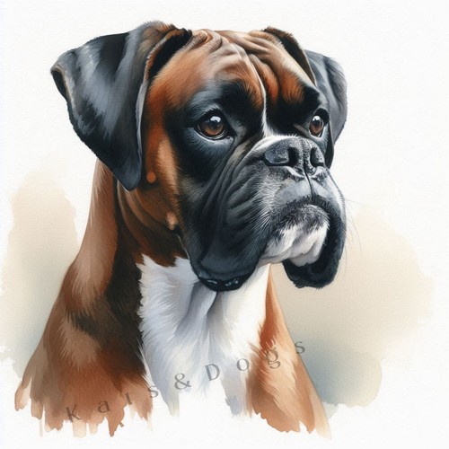 Boxer dog watercolour art - boxer,