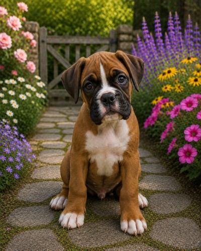 Boxer puppy dog print art - boxer,