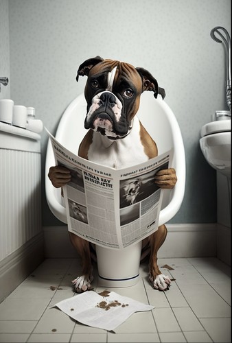 Boxer dog toilet metal - boxer, on