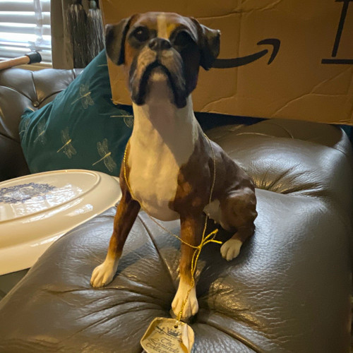 Sitting boxer dog - dog, figurine